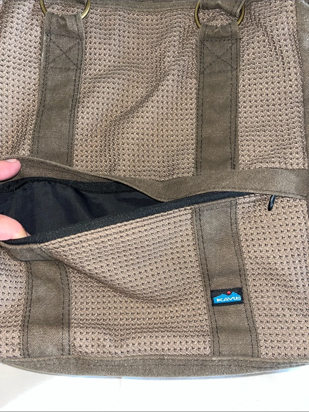 Kavu Gorpcore Brown Woven-Panel Carryall Tote